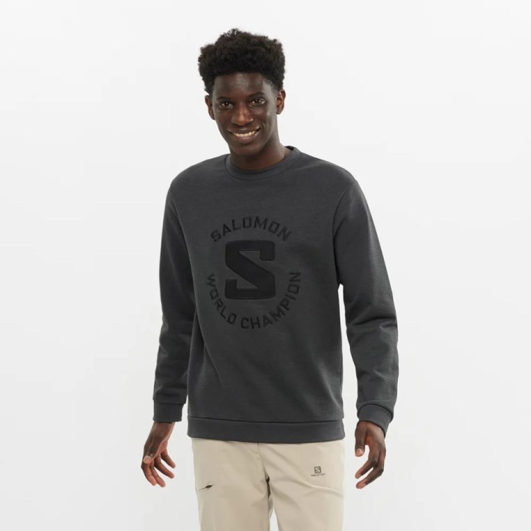 Dark Grey Salomon Outlife Logo Summer Heather Men\'s Sweatshirt | PH 53906F